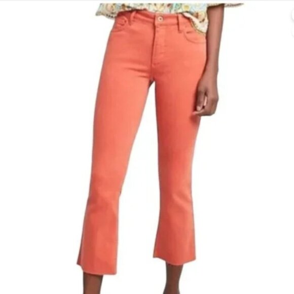 Pilcro & the Letterpress High Rise Bootcut Jeans Size 32 Orange Fray Hem Casual - Picture 1 of 16